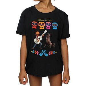 Coco Girls Miguel Logo Cotton T-Shirt / Black